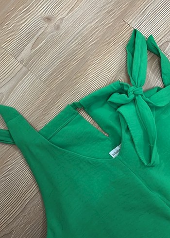 Yeşil Kolsuz Uzun Kadın Tulum - Görsel 2