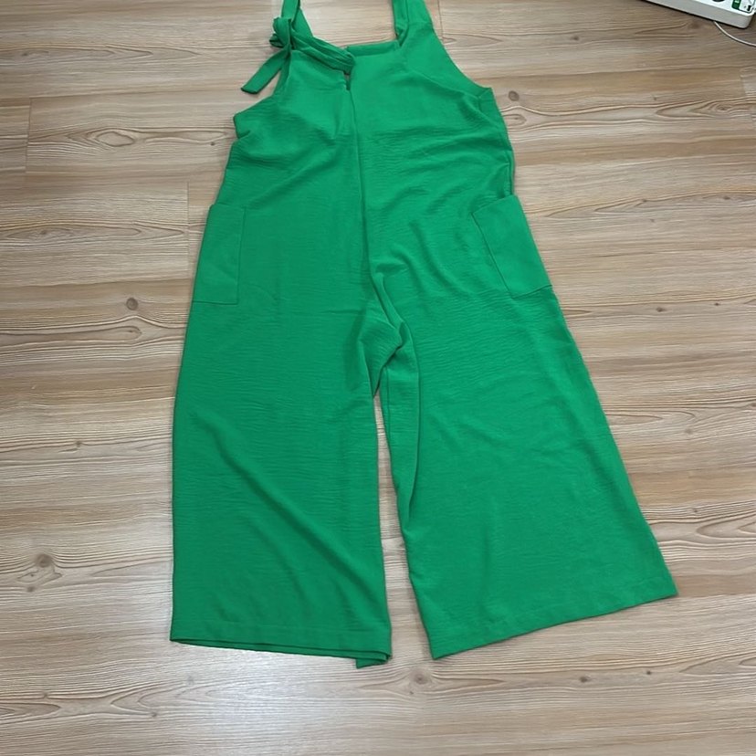 Yeşil Kolsuz Uzun Kadın Tulum - Görsel 5