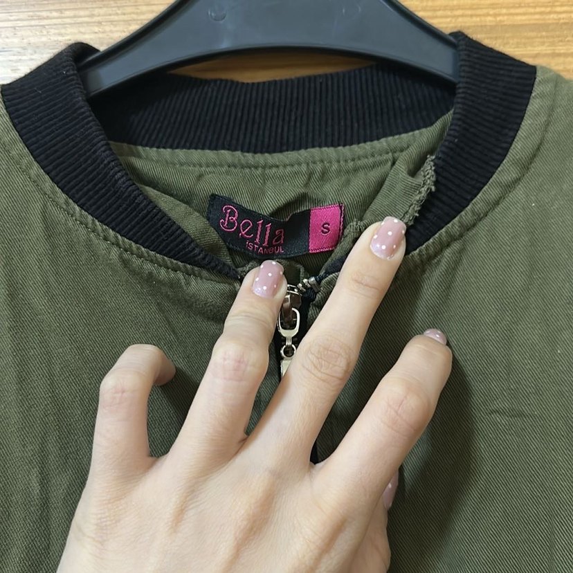 Kadın Haki Uzun Fermuarlı Ceket - Görsel 2