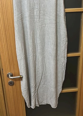 Gri Keten Bohem kısaKollu Kadın Elbise - Görsel 5