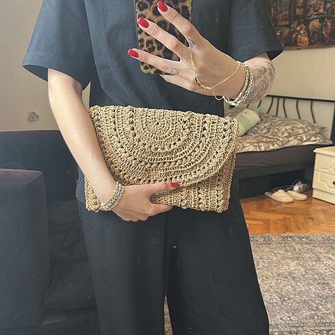hasır clutch portföy