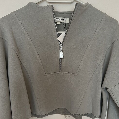s Beden vatkalı fermuarlı crop sweatshirt