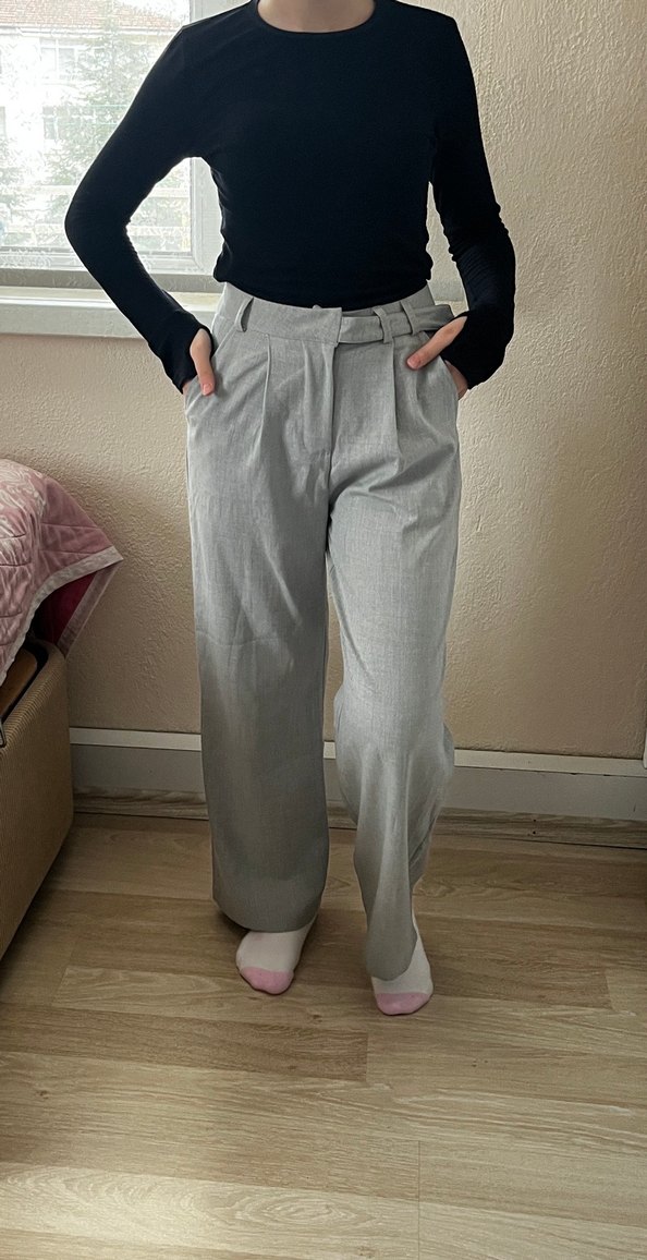 Gri Kadın kumaş Pantolon - Görsel 2