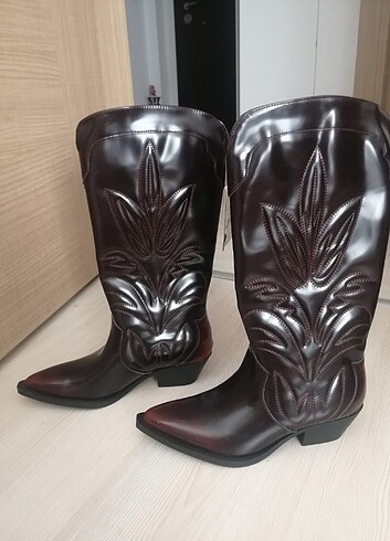 36 Beden bordo Renk Zara kovboy çizme