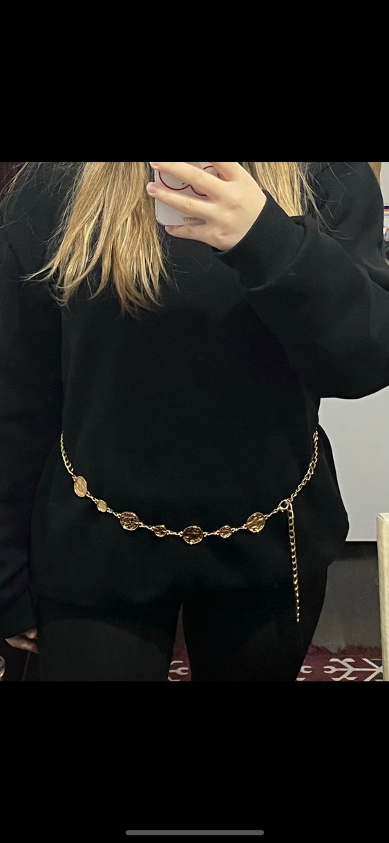 Altın Renkli Zincir Detaylı Kadın El Zinciri - Görsel 2