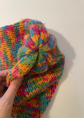 Renkli Örgü Kadın Bere - Görsel 4