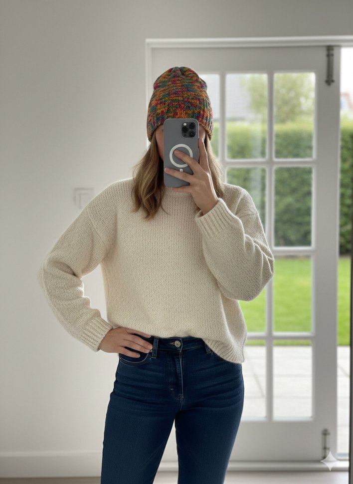 Renkli Örgü Kadın Bere - Görsel 2