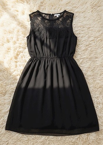 Twist Dantel Detaylı Şık Siyah Elbise - Görsel 3