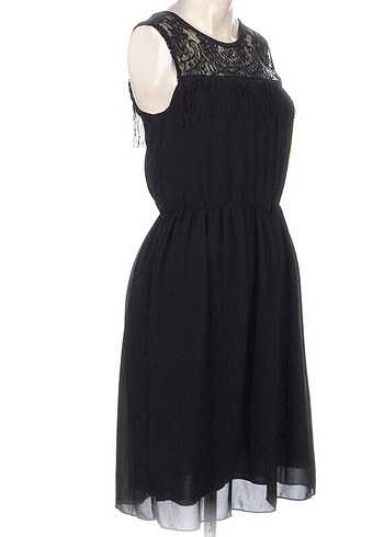 Twist Dantel Detaylı Şık Siyah Elbise - Görsel 6