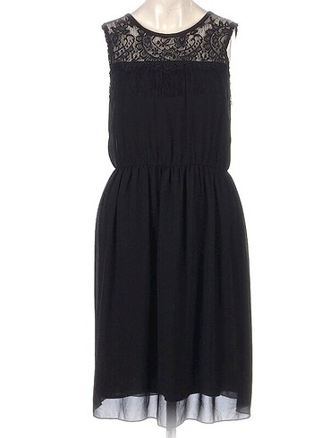 Twist Dantel Detaylı Şık Siyah Elbise - Görsel 5