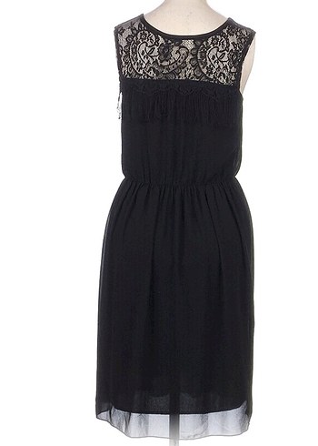 Twist Dantel Detaylı Şık Siyah Elbise - Görsel 7