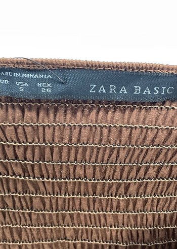 Zara Basic Kahve Saten Şifon Balon Elbise - Görsel 9