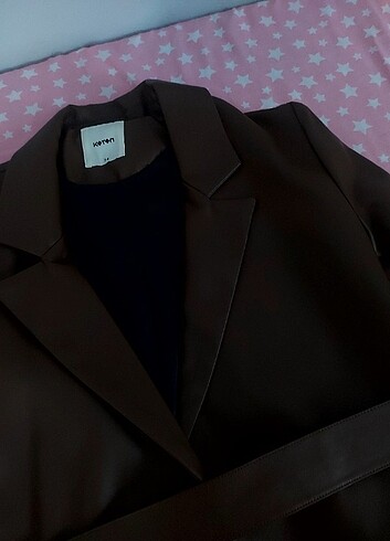 s Beden Koton deri blazer ceket
