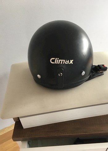 Siyah Deri Biker Kask, Tokalı L beden - Görsel 2