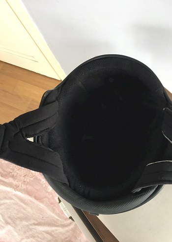 Siyah Deri Biker Kask, Tokalı L beden - Görsel 4