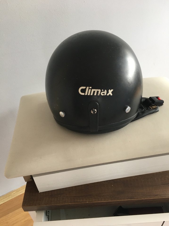 Siyah Deri Biker Kask, Tokalı L beden - Görsel 2