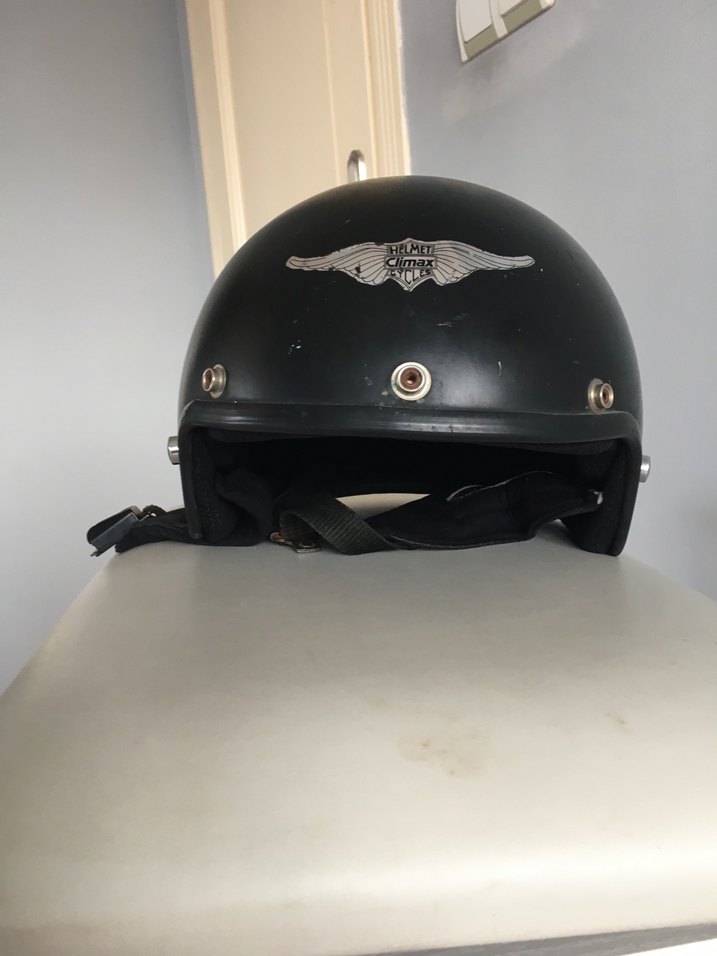 Siyah Deri Biker Kask, Tokalı L beden - Görsel 3