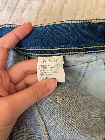 38 Beden mavi Renk Lk&jns kadın fit Denim kot kapri 38 beden likralı