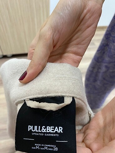 m Beden Pull and bear kalın kaşe kaban sorunsuz
