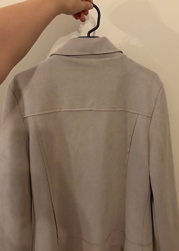 Bej Süet Fermuarlı Kadın Ceket - Görsel 4