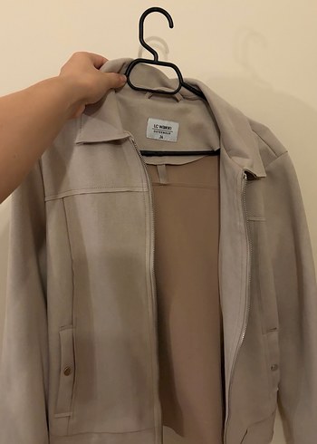 Bej Süet Fermuarlı Kadın Ceket - Görsel 2