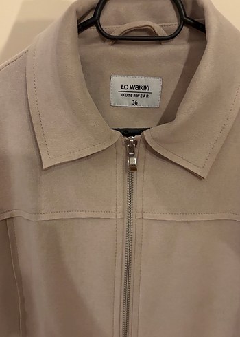 Bej Süet Fermuarlı Kadın Ceket - Görsel 3