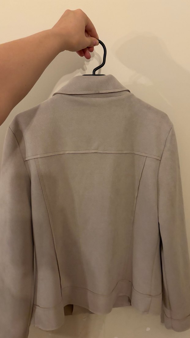 Bej Süet Fermuarlı Kadın Ceket - Görsel 4