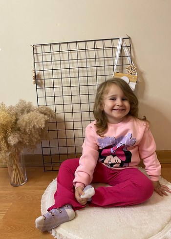 Kız Çocuk Pembe Baskılı Sweatshirt ve Pantolon - Görsel 2