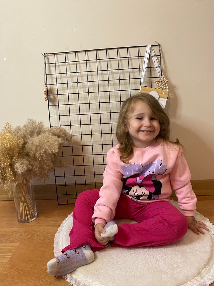 Kız Çocuk Pembe Baskılı Sweatshirt ve Pantolon - Görsel 2