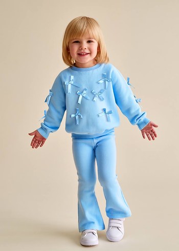 Mavi Fiyonklu Bebek Kız Takımı - Görsel 4