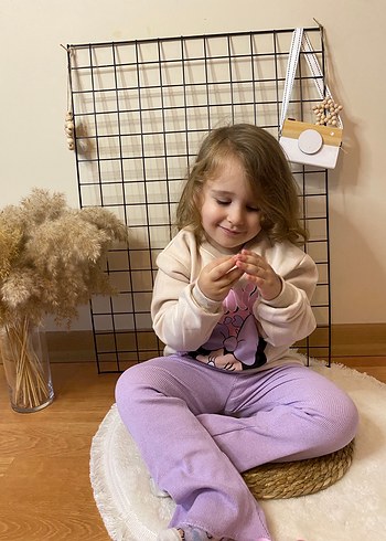 Mor Baskılı Kız Çocuk Rahat Eşofman Takımı - Görsel 2