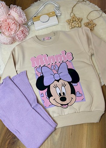 Mor Baskılı Kız Çocuk Rahat Eşofman Takımı - Görsel 3