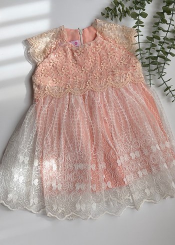Kız Çocuk Dantel Detaylı Pembe Elbise - Görsel 3