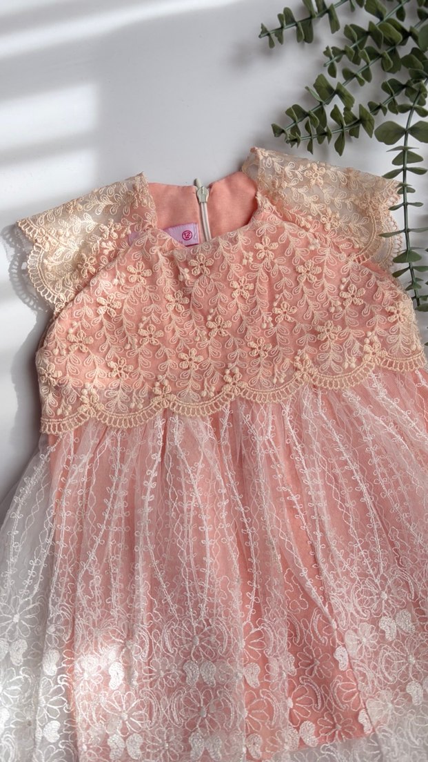 Kız Çocuk Dantel Detaylı Pembe Elbise - Görsel 4