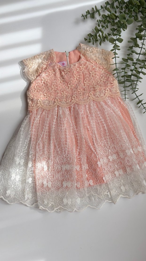 Kız Çocuk Dantel Detaylı Pembe Elbise - Görsel 3