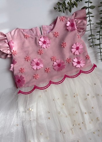 Nakışlı Dantel Detaylı Kız Elbisesi - Görsel 2