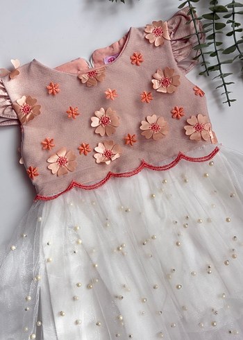 Nakışlı Dantel Detaylı Kız Elbisesi - Görsel 3