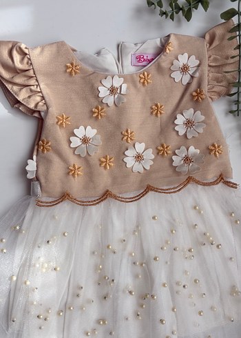 Nakışlı Dantel Detaylı Kız Elbisesi - Görsel 4