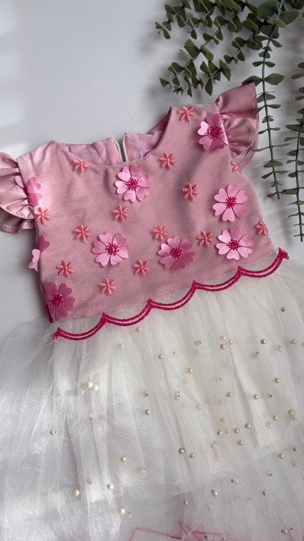 Nakışlı Dantel Detaylı Kız Elbisesi - Görsel 2