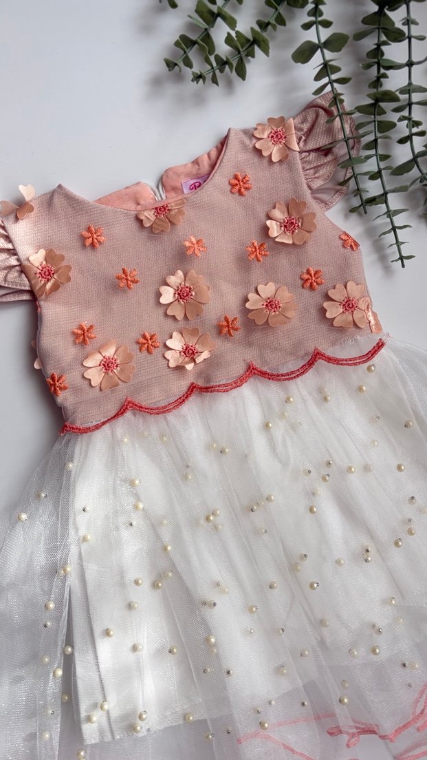 Nakışlı Dantel Detaylı Kız Elbisesi - Görsel 3