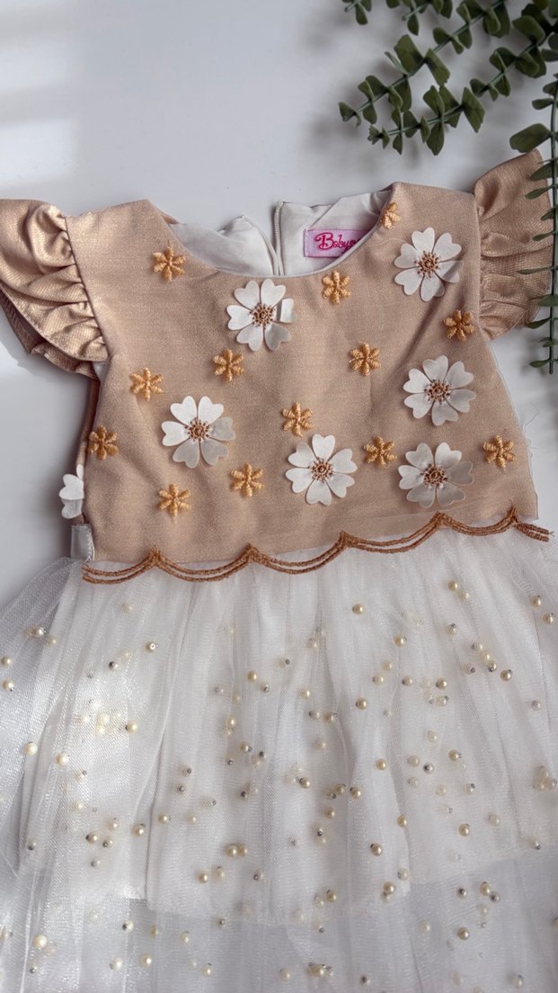 Nakışlı Dantel Detaylı Kız Elbisesi - Görsel 4