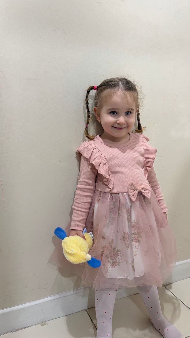 Pembe Fırfırlı Çiçekli Kız Elbisesi - Görsel 2