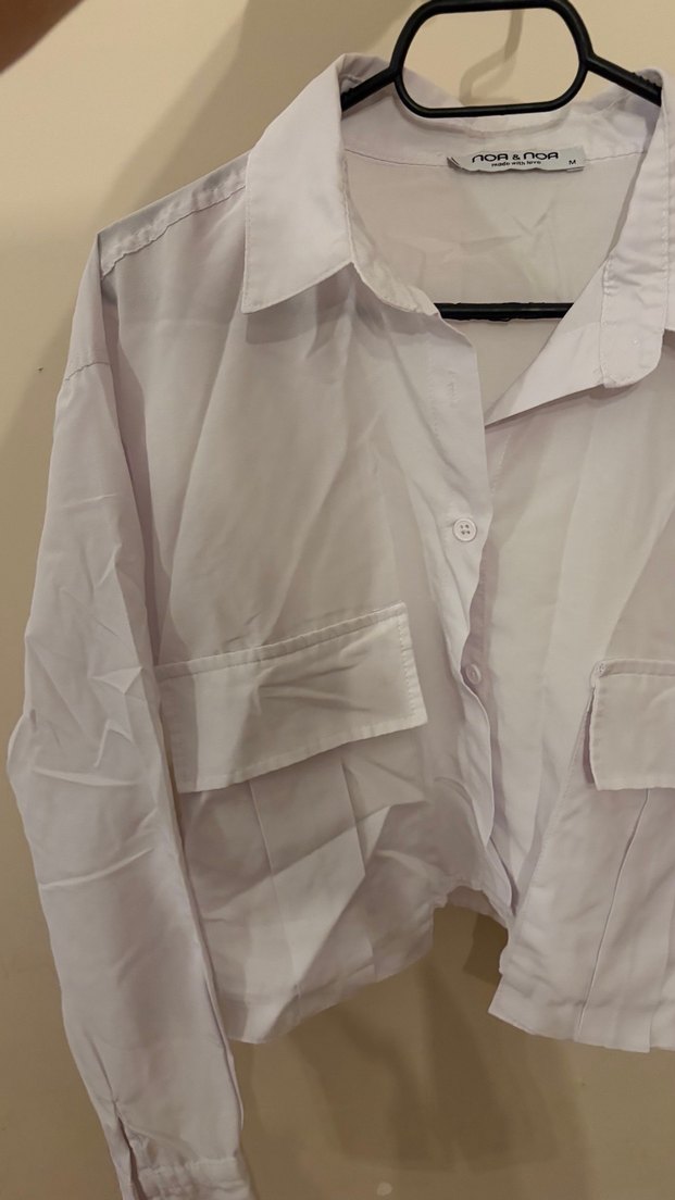 Beyaz Düğmeli Uzun Kollu Gömlek - Görsel 2