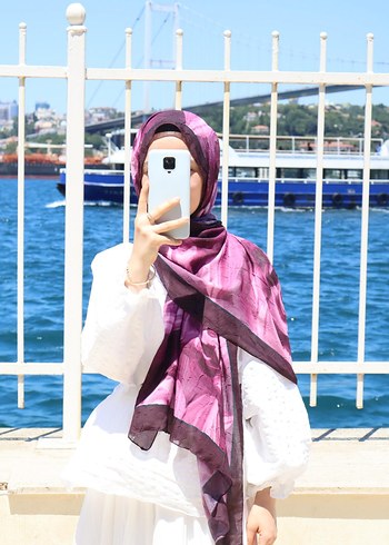 Karanlık Mor İpek Kadın Şal mademe Serenay markası