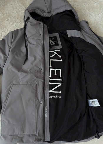 Calvin Klein Gri Kapüşonlu Erkek Spor Mont