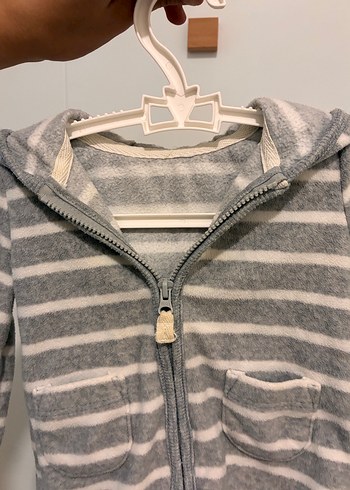 Carter's Carters Kapüşonlu, Fermuarlı Gri Bebek Ceketi