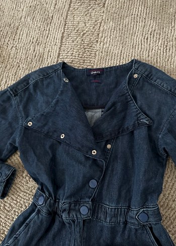 uspa Düğmeli lacivert denim kot tulum - Görsel 4