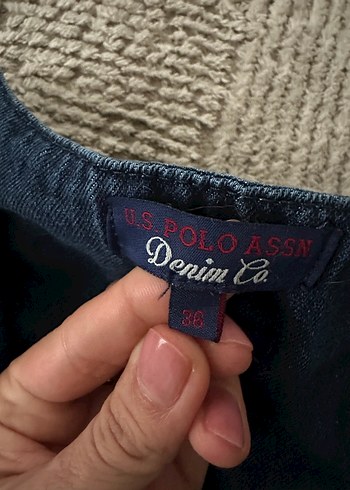 uspa Düğmeli lacivert denim kot tulum - Görsel 5