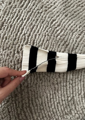 Uzun Kollu Çizgili Triko etek kazak takım - Görsel 4