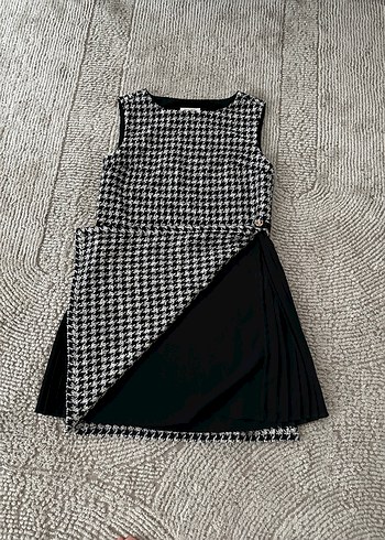 kazayağı Desenli  Kolsuz Elbise - Görsel 3